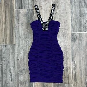 City Triangles Purple Ruched Bodycon Mini Dress